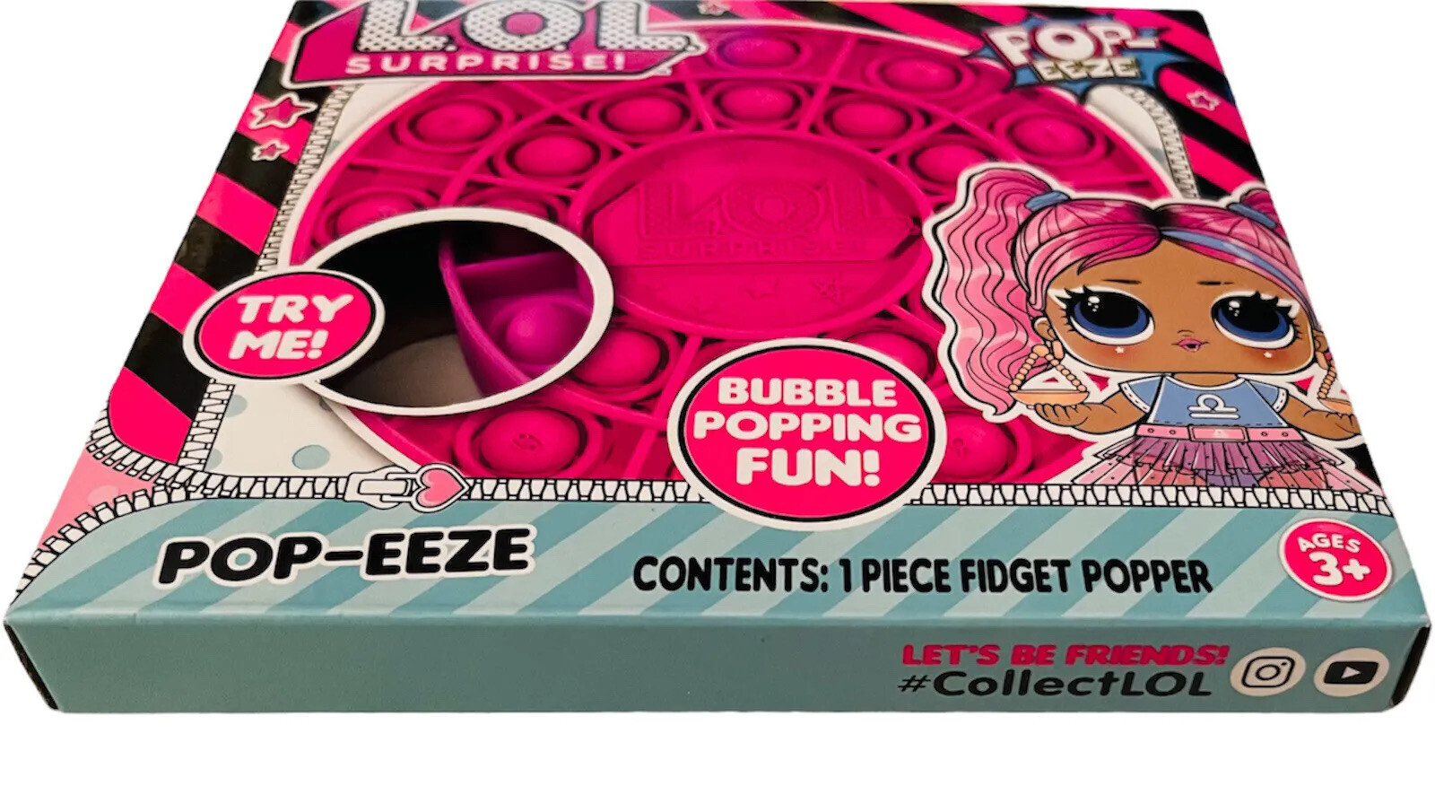 LOL SURPRISE! FIDGET POPPER HOT PINK POP-EEZE BUBBLE POPPING FUN TARA MGA AGE 3+