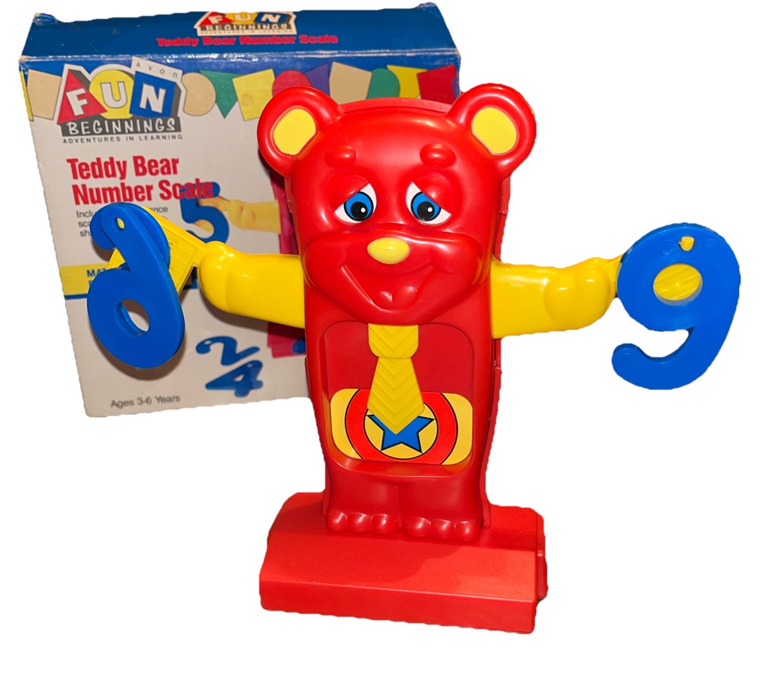 Teddy Bear Number Scale Math Toy Ages 3-6 Years Vtg Avon 18 # Weights Balance A4