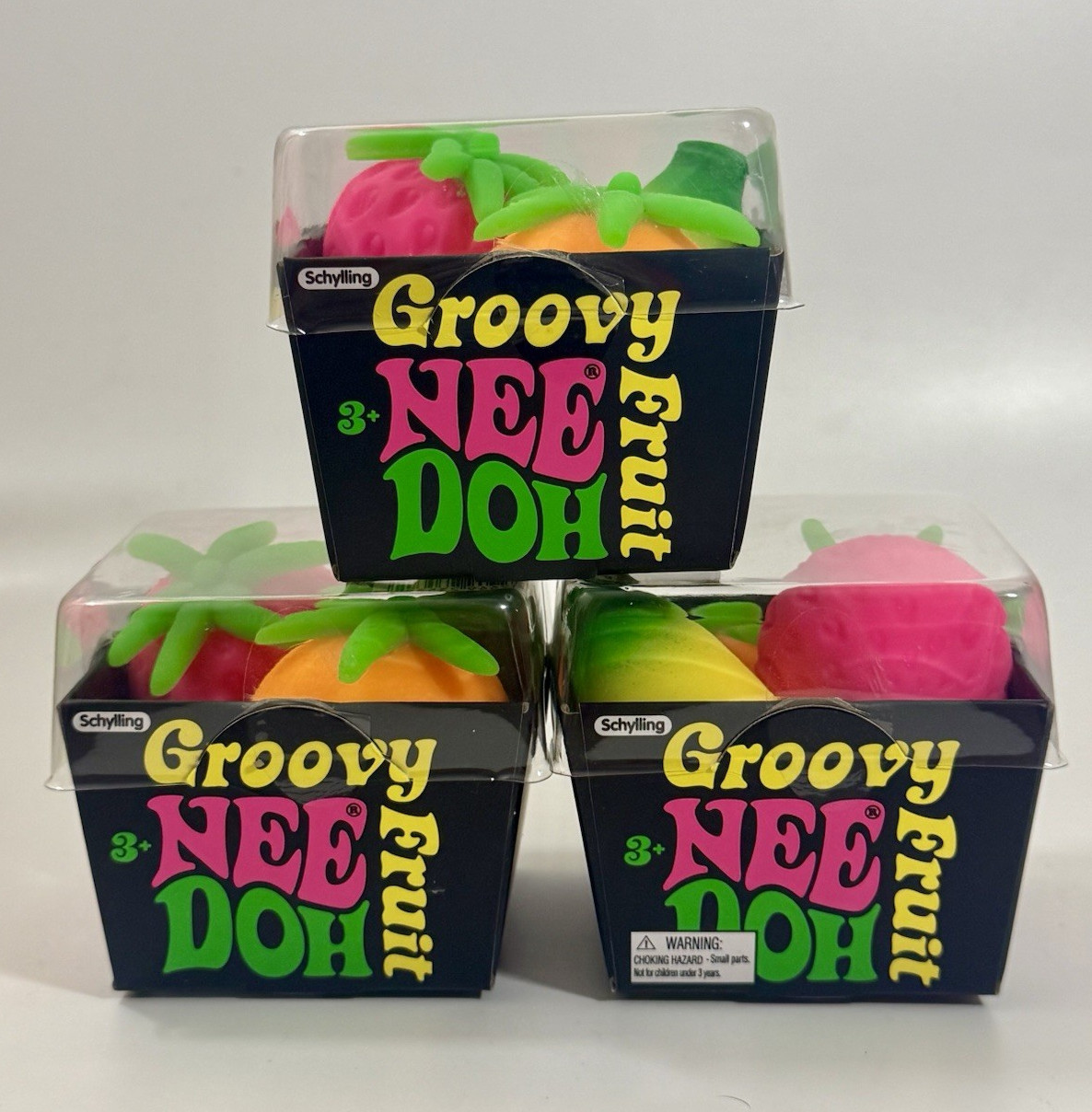Schylling NeeDoh Groovy Fruit Basket Lot of 3 Ages 3+ 2018