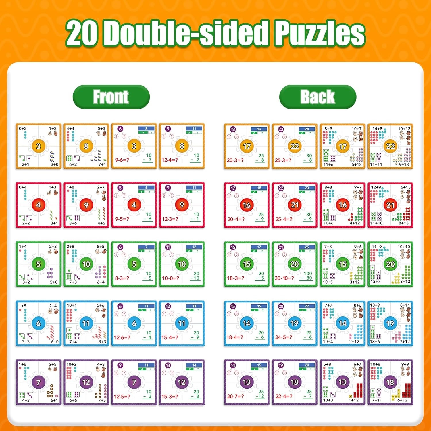 Torlam Addition Subtraction Puzzle Cards Math Game K