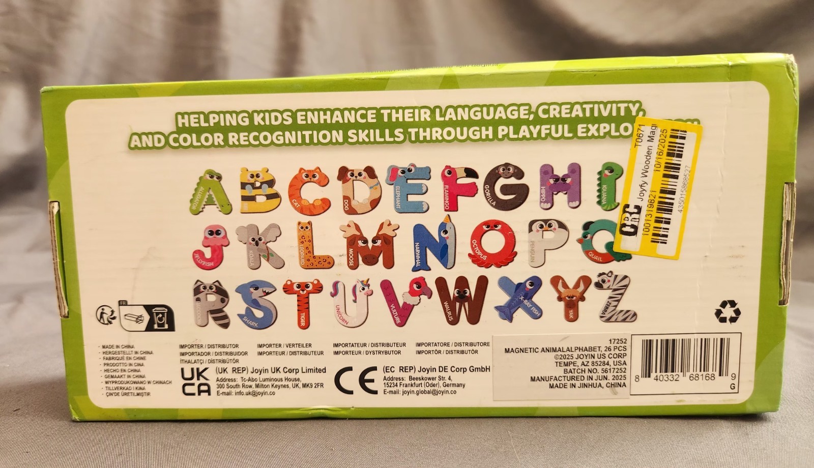 New MAGNETIC ANIMAL ALPHABET in box Kids 3+ years Learning JOYIN