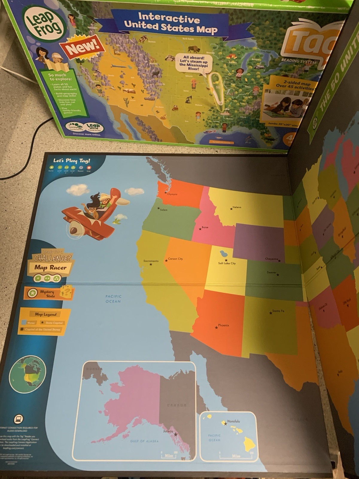 LEAP FROG INTERACTIVE UNITED STATES MAP TAG READING SYSTEM 2 SIDED MAP
