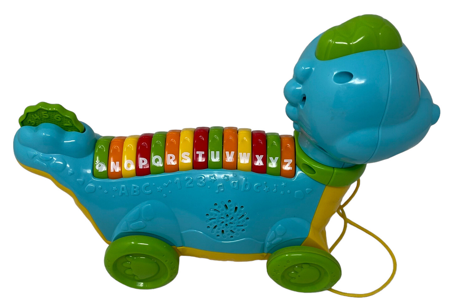 LEAPFROG Lettersaurus Learning Dinosaur Leap Frog Teal ABCs Alphabet Pull Toy