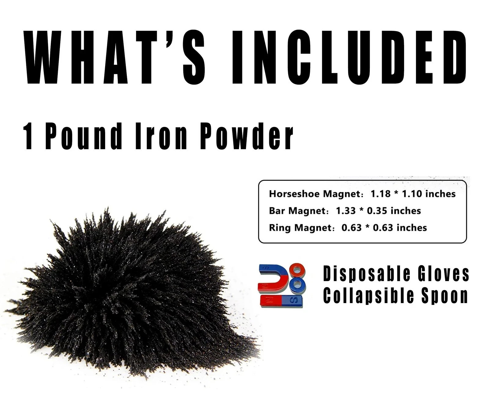 Bulk Iron Filings- 1 LB Iron Filings with 4 Magnets for Science Experiments, …