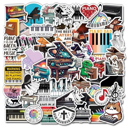 Pack 50 PCS Piano Stickers Musical Instrument Waterproof Vinyl Decals Music
