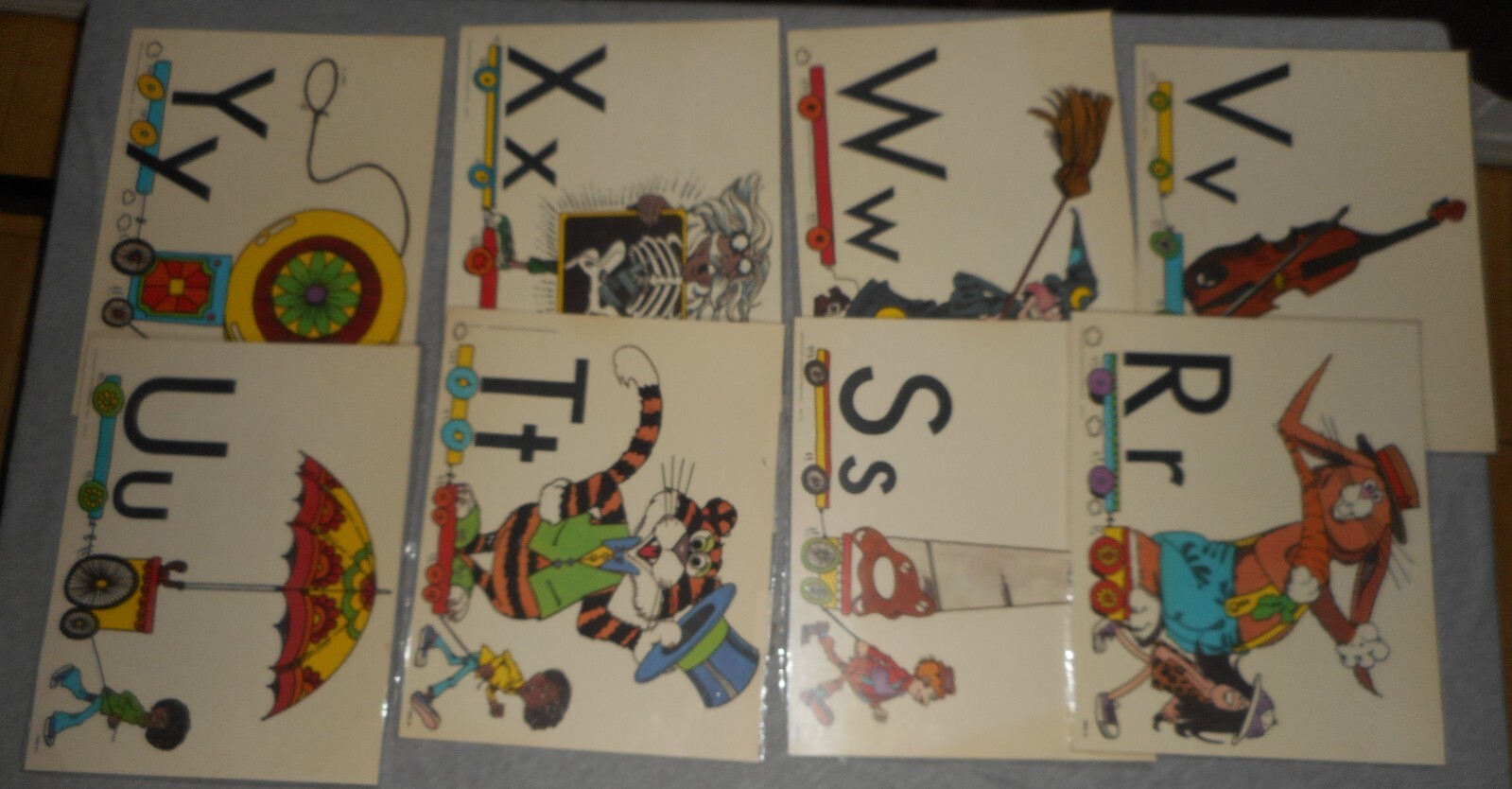 Vintage 1977 Milton Bradley Alphabet Poster Cards Electric Company Set USA MADE