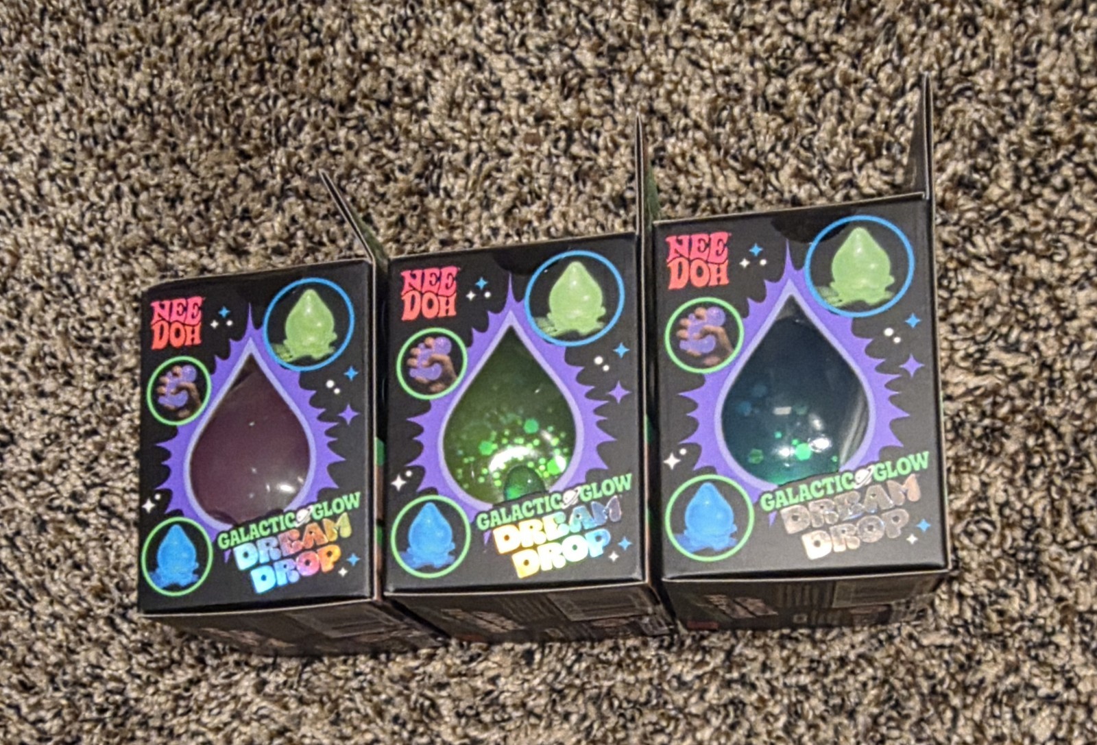 NeeDoh Galactic Dream Drop Lot Of 3-Green, Blue and Pink NIB Extremely Rare! 🔥