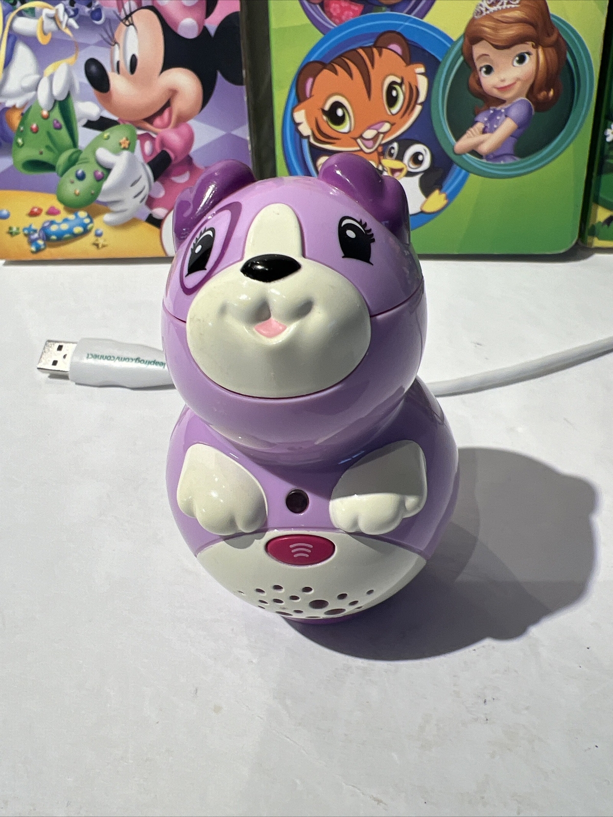 Leap Reader Junior Purple Puppy Reader Learn To Read Lot Books/Power Cord Works.