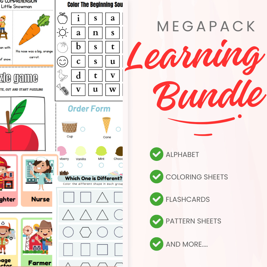 Mega Pack Educational Printables – Activity Bundle: Alphabet, Numbers and more