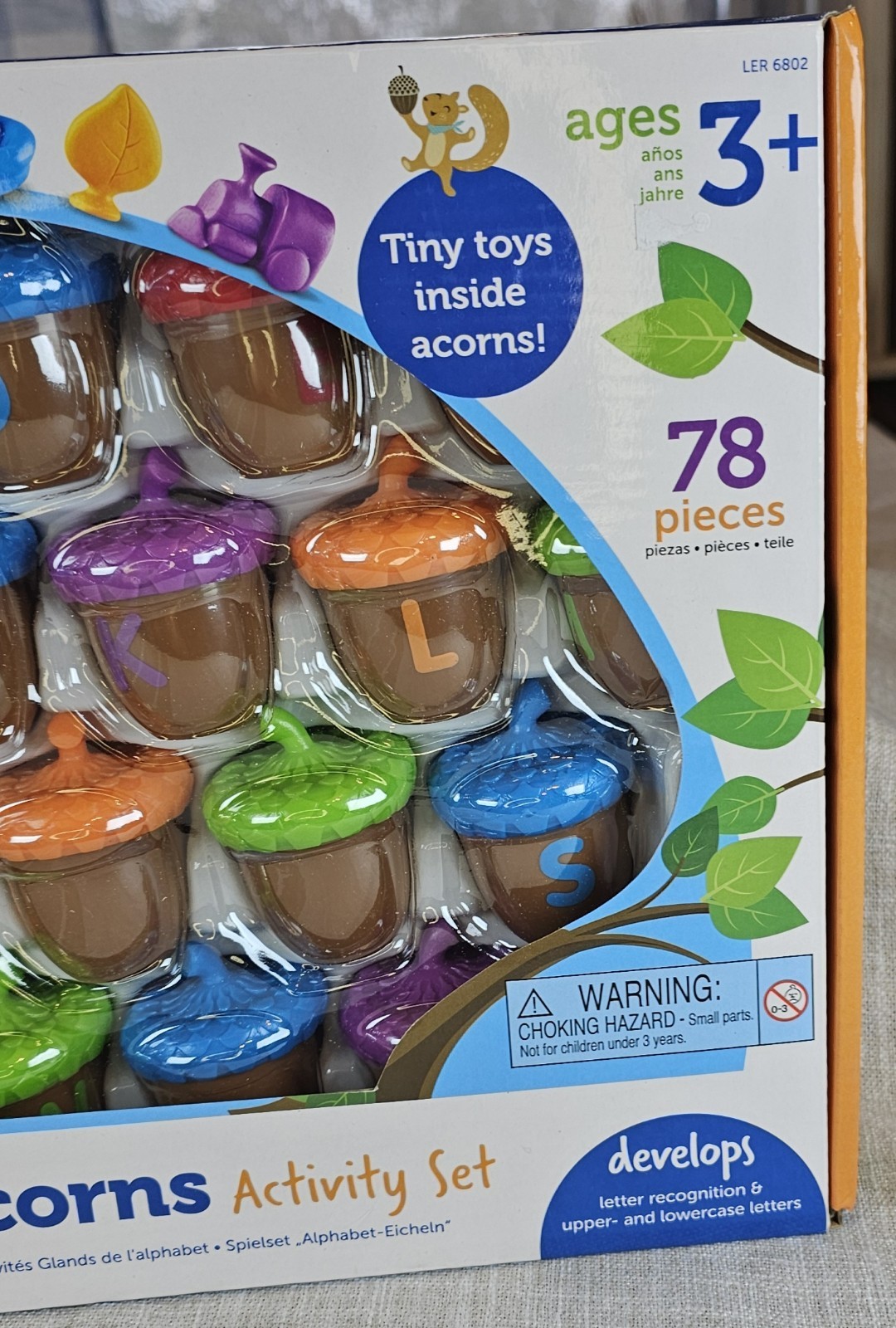 Learning Resources Alphabet Acorns Activity Set, 78 Pieces, Homeschooling New