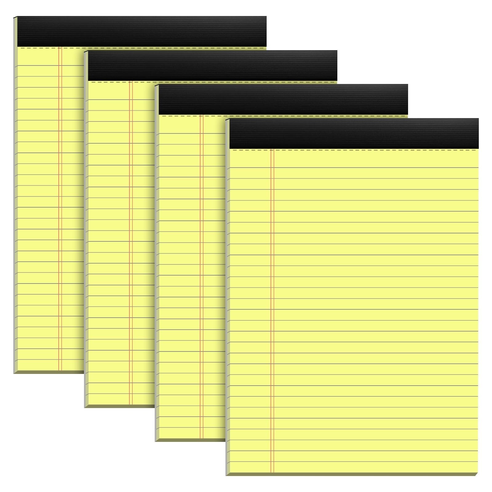 4 Pack Yellow Notepads 8.5×11 Yellow Legal Pads 30 Sheets Perforated Yellow P…