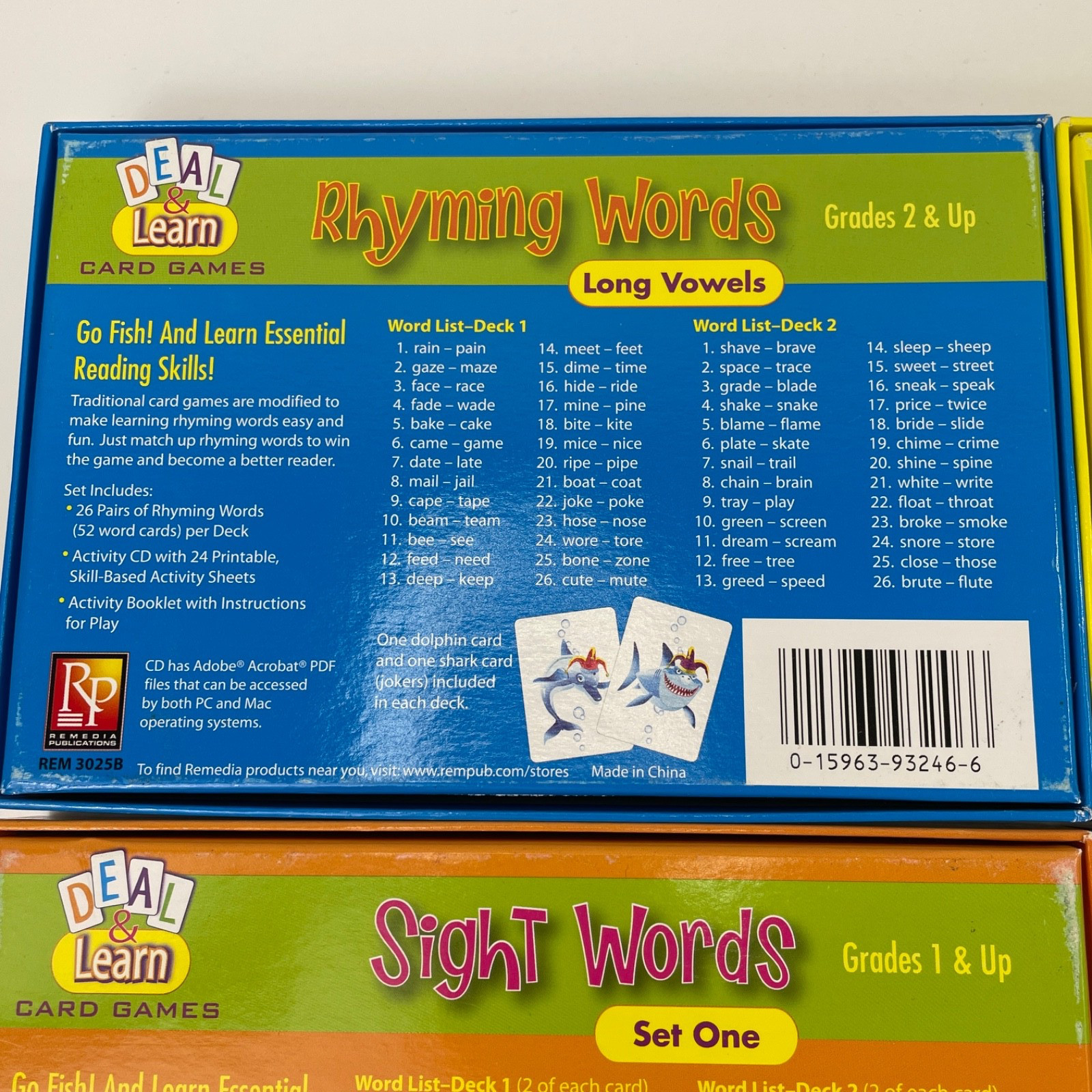 4 Deal & Learn Card Games Rhyming, Opposite & Sight Words + Activity CDs Remedia
