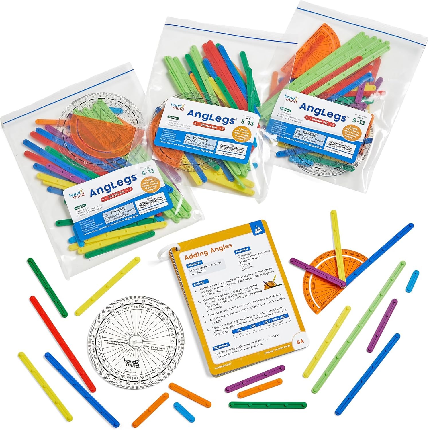 hand2mind AngLegs Classroom Set with 30 Protractors