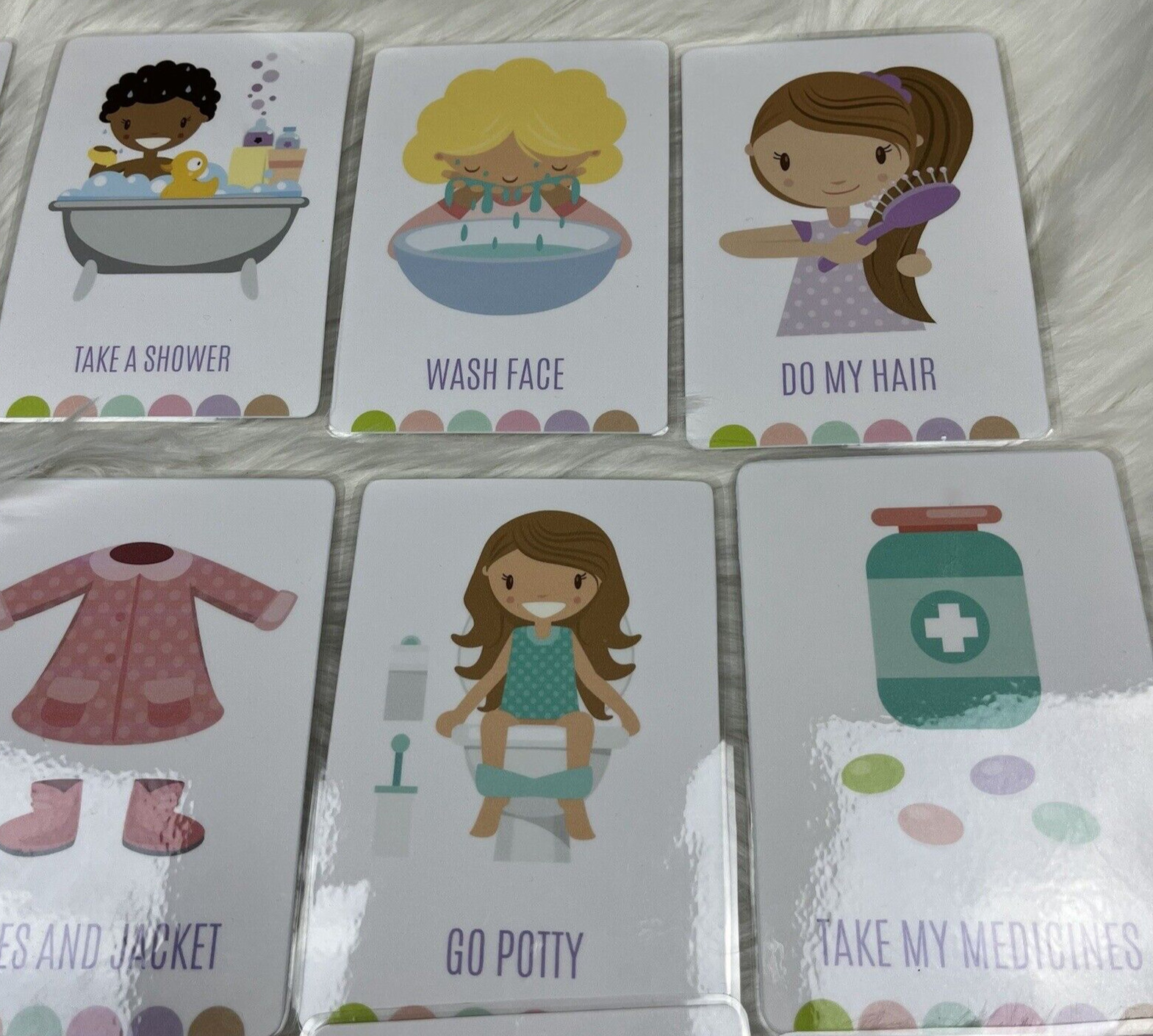 Lot of 29 Flash Cards Chores Laminated Homeschool Visual Picture Rounded Edges