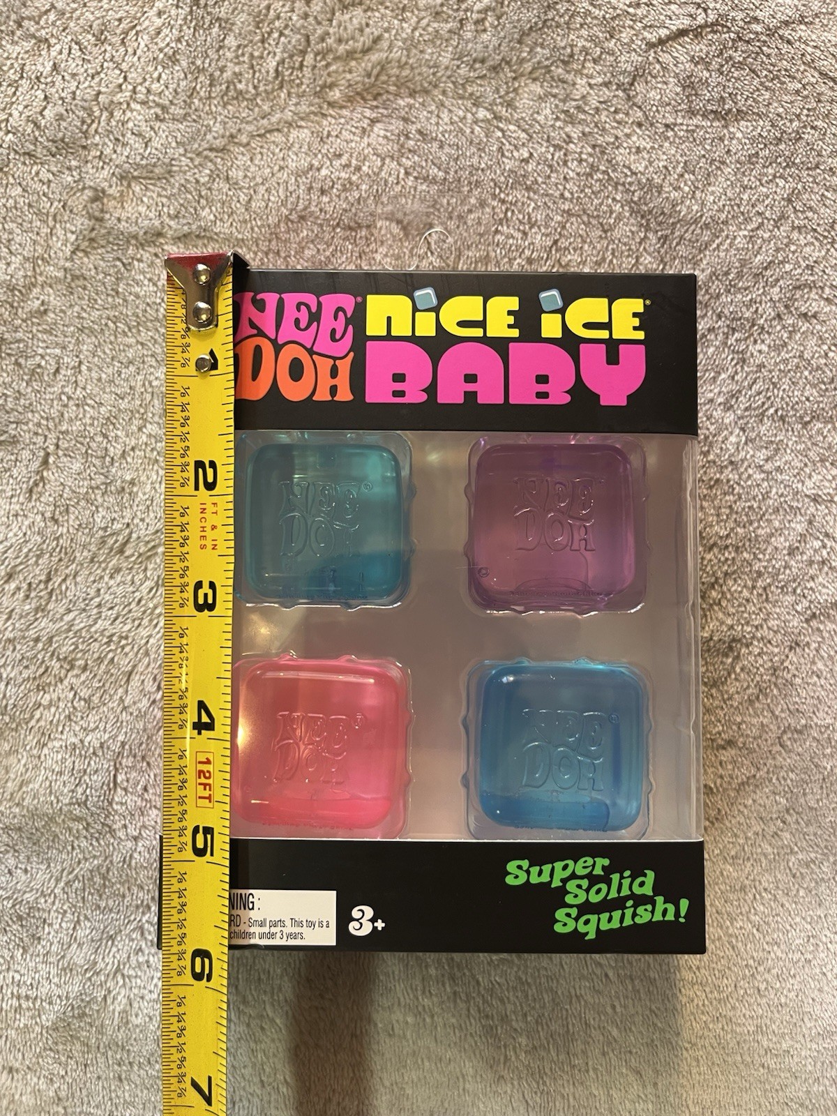 Nee Doh Nice Ice Baby Super Solid Squish Tactile Squeeze Toy Cubes 4-Pack