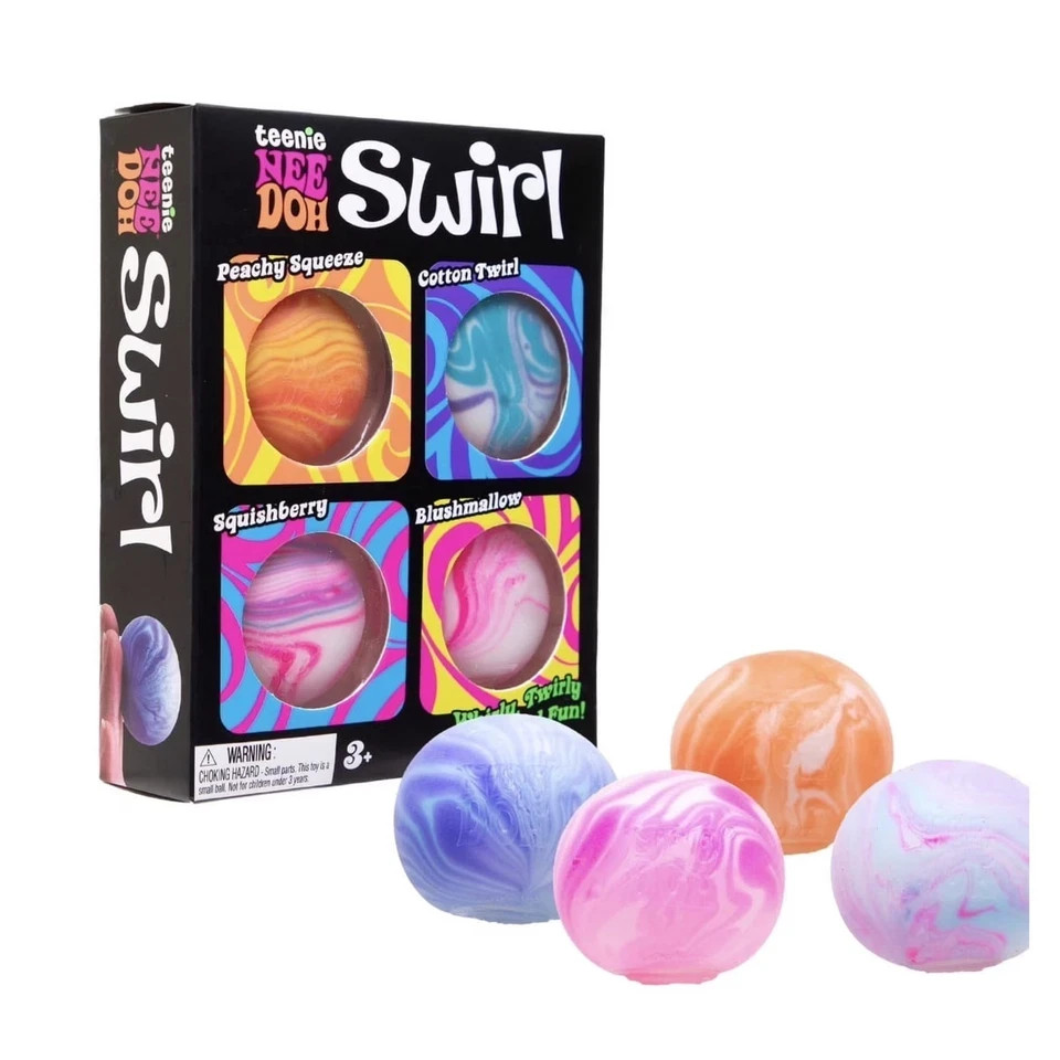 NeeDoh Teenie Swirl 4-pack, Nee Doh Mini Squishy Stress Balls