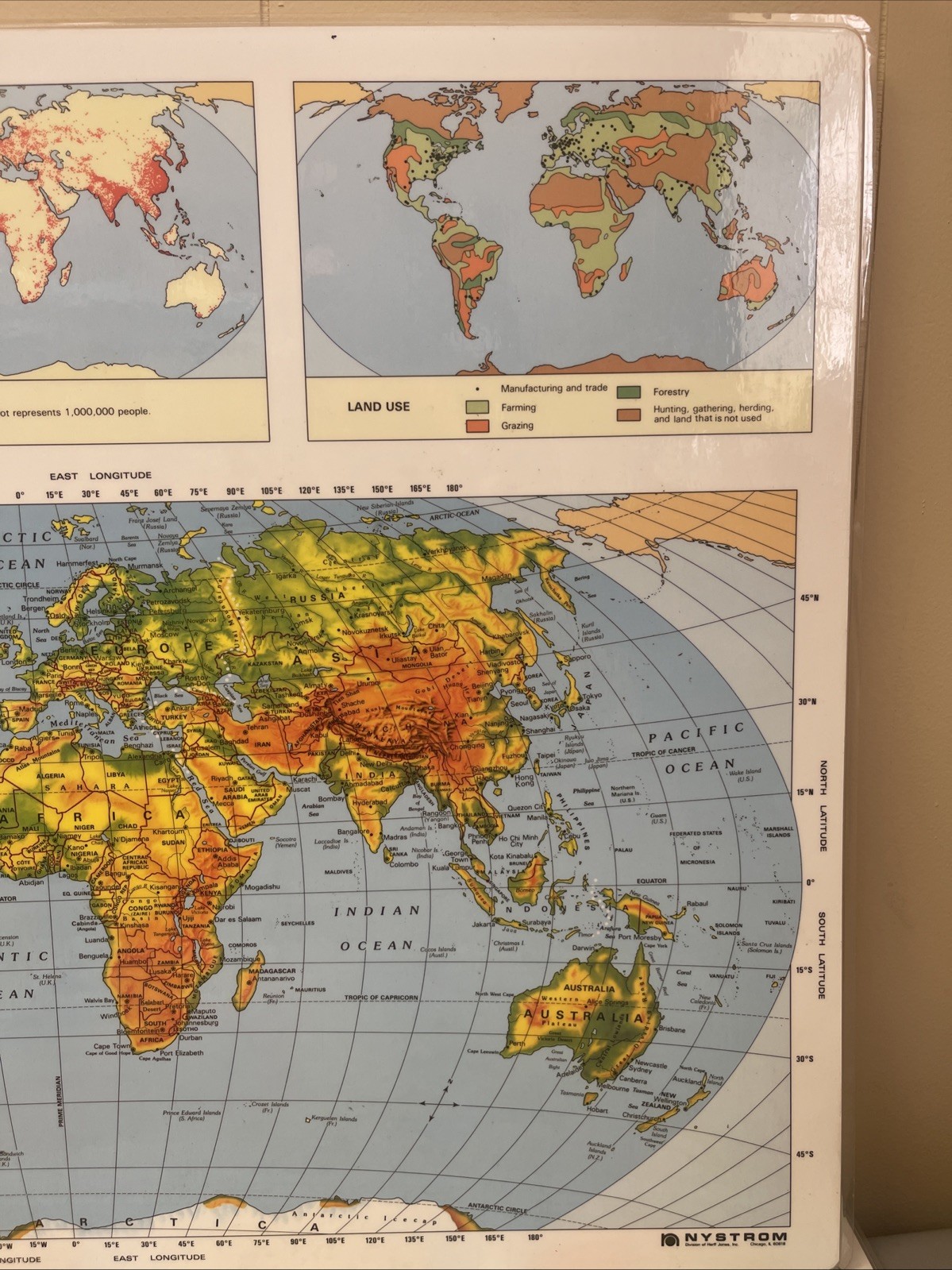 Nystrom Herff Jones Laminated World United States 2-Sided Map 17 x 22 Map#2BSM1