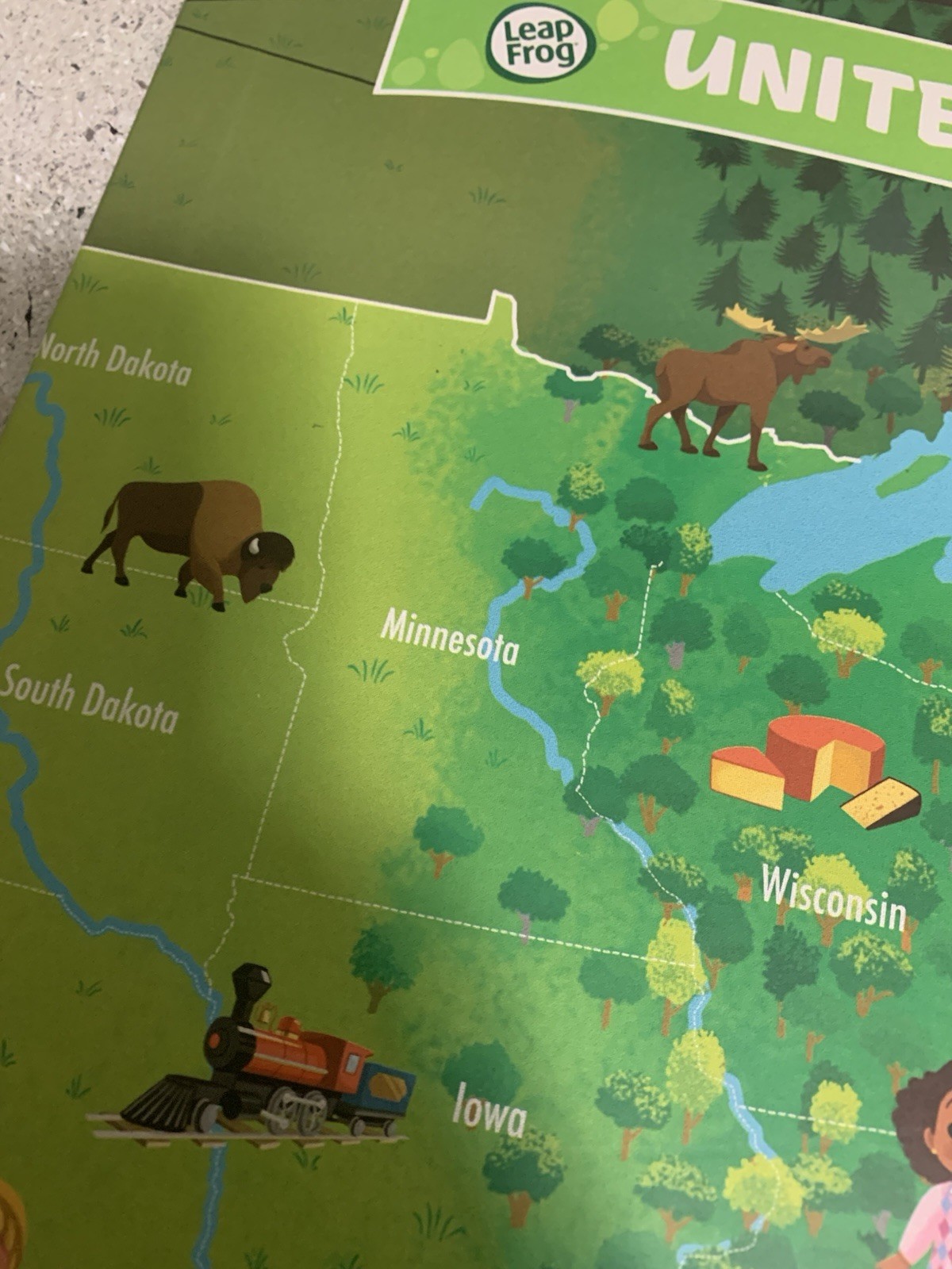 LEAP FROG INTERACTIVE UNITED STATES MAP TAG READING SYSTEM 2 SIDED MAP