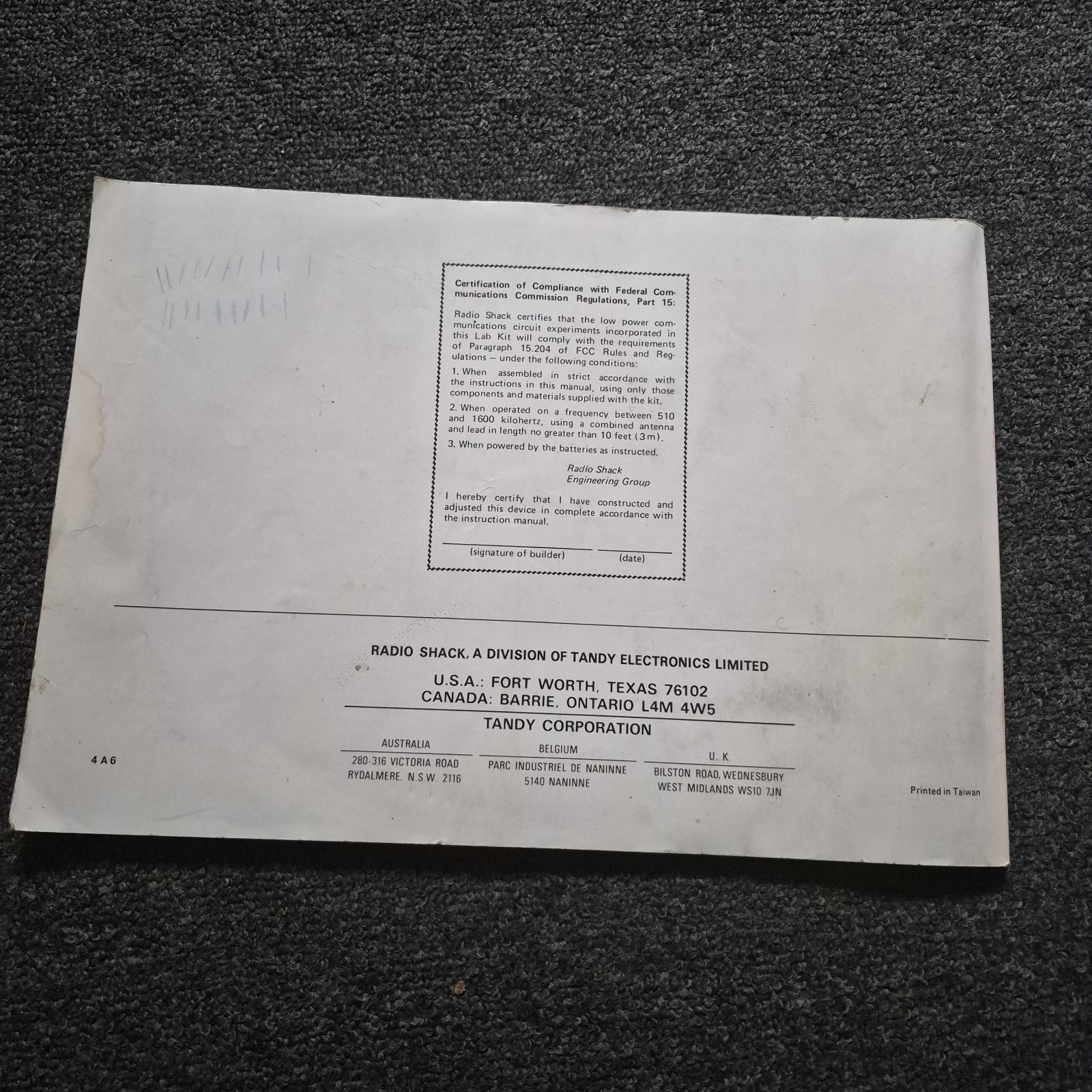 MANUAL ONLY – Science Fair 200 In One Electronic Project Kit Lab No. 28-249 1981