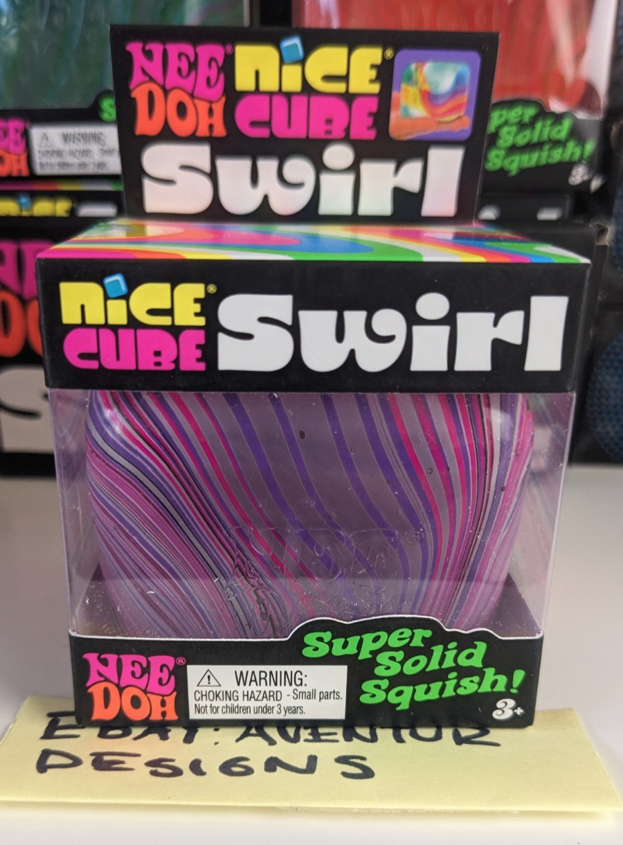 NeeDoh NICE CUBE SWIRL – PURPLE/ PINK / CLEAR Super Solid Squish! RARE COLOR‼️