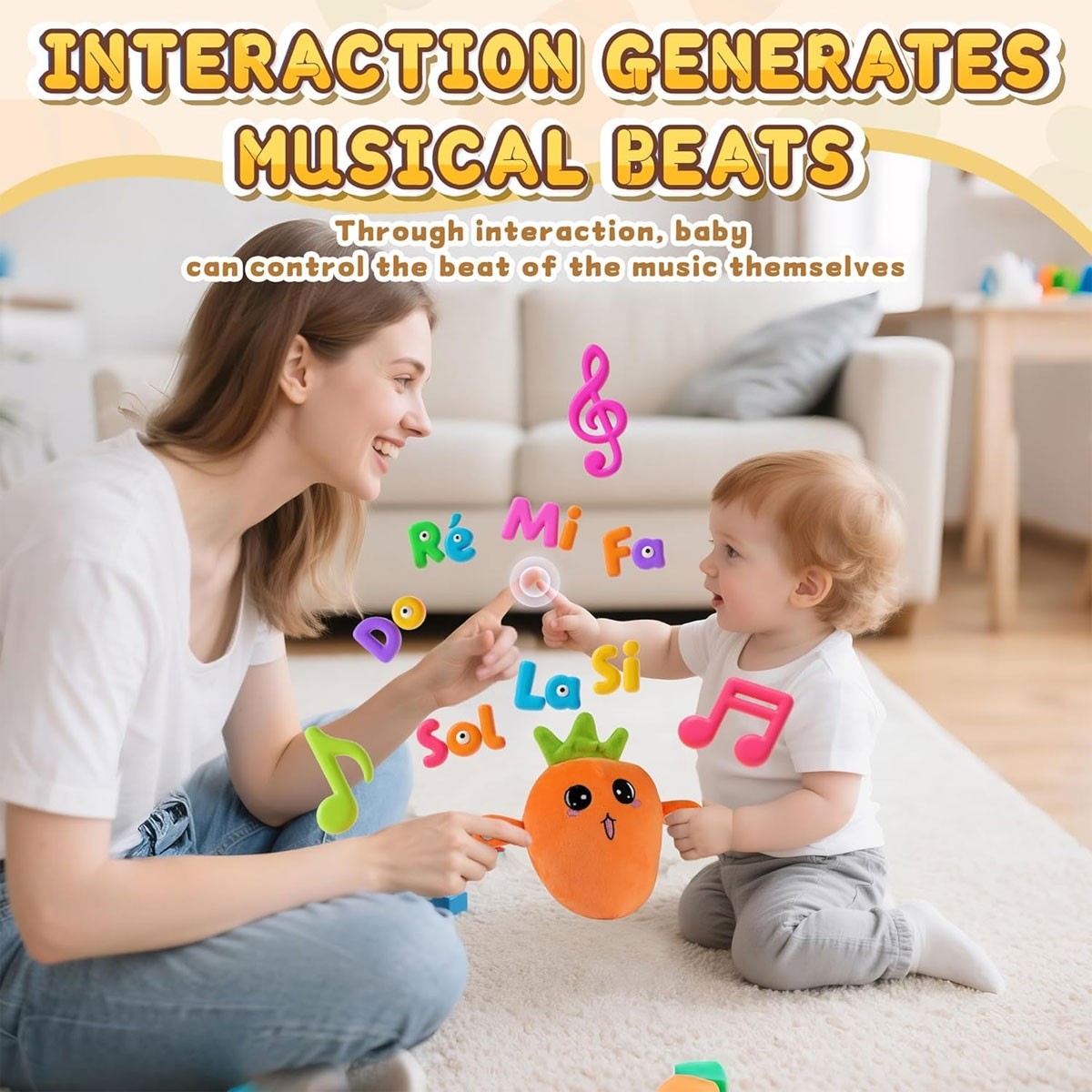 Interactive Musical Toy Fruit Sensing Beat Piano Plush Toy Electric Plush Toy