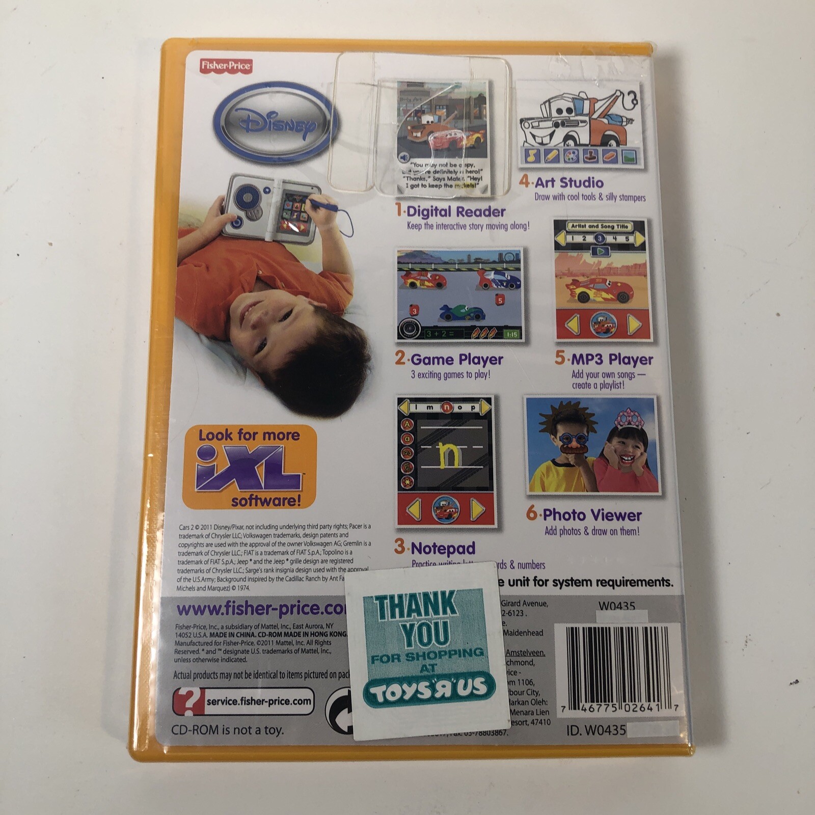 Fisher Price iXL DISNEY PIXAR CARS Game 3-7 Years Factory Sealed