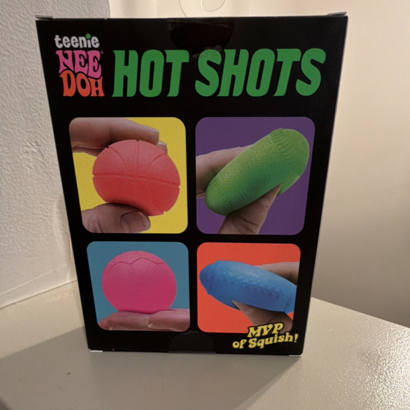 Nee Doh Teenie Hot Shots Tactile Squeeze Toy Set Red Green Pink Blue Ages 3+