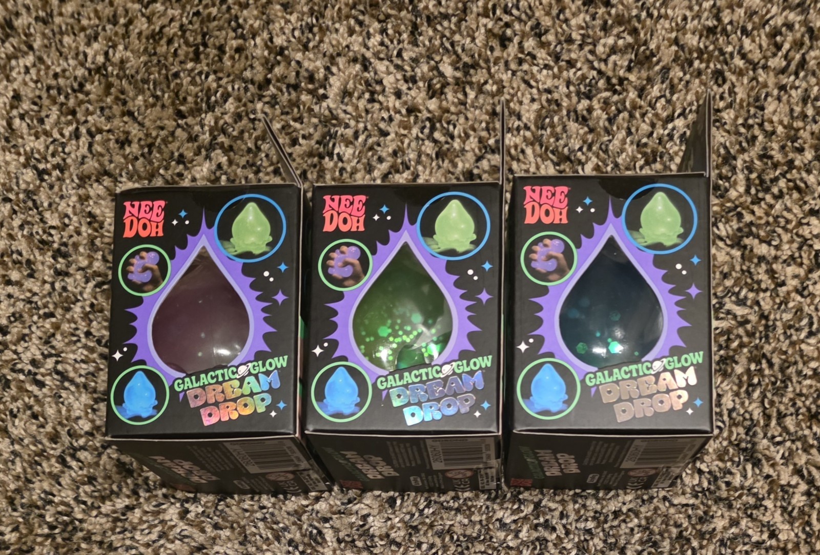 NeeDoh Galactic Dream Drop Lot Of 3-Green, Blue and Pink NIB Extremely Rare! 🔥