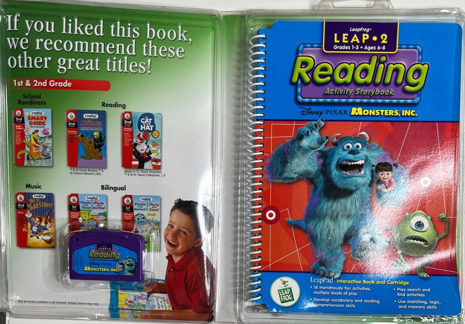 2 Leap Frog Leap Pad Shrek 2 & Monsters Inc. 2nd Grade Interactive Reading