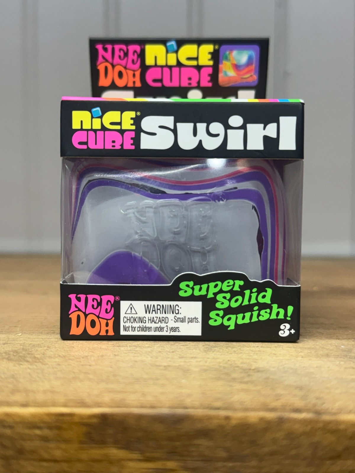 1 – Nee Doh Nice Cube Swirl Grey Purple Pink Squish Toy – New in Box!