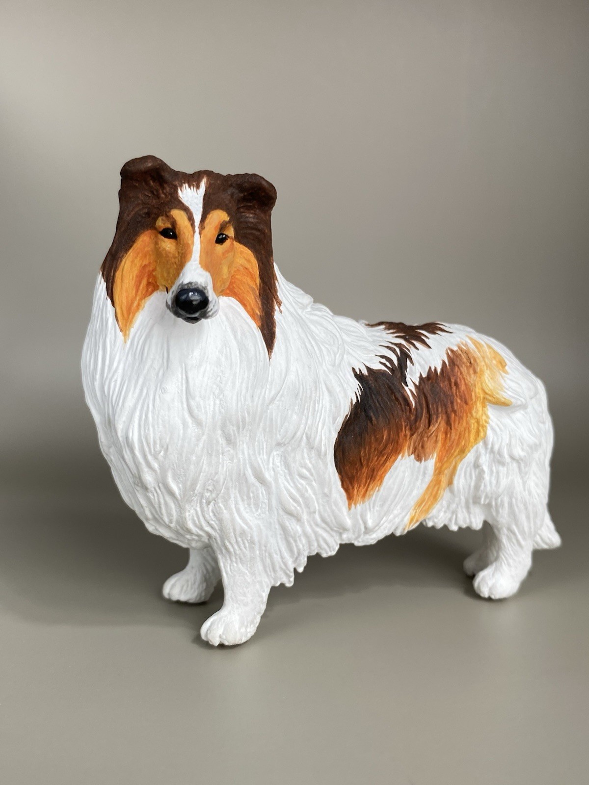 OOAK Custom Schleich Safari Ltd Rough Collie Sheep Dog Plastic Toy Animal Figure
