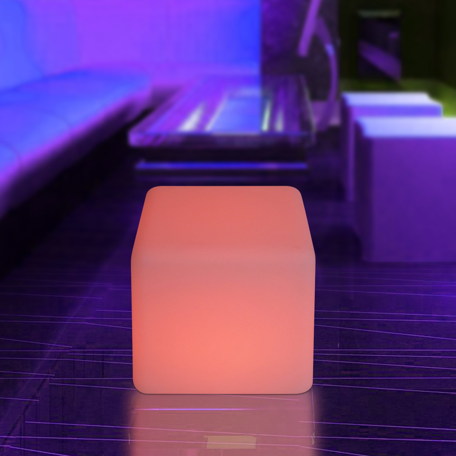 RGB Light Up Square Cube LED 12″ Party Decor Lighting Furniture With 15m Remote