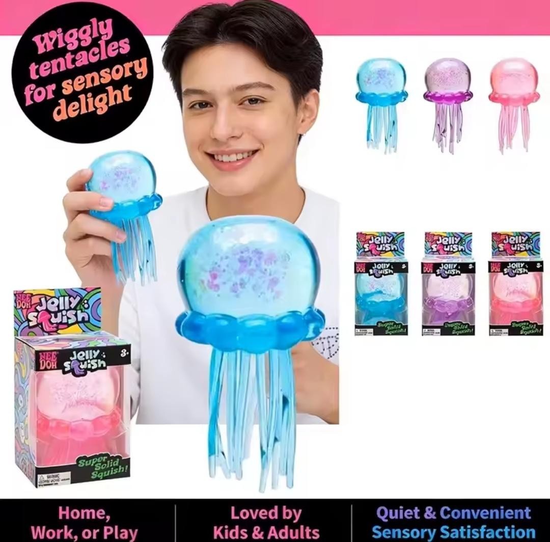 Random Jellyfish Squish Fidget toy NeDoh Soft Squeeze Stress Relief Anti Anxiety
