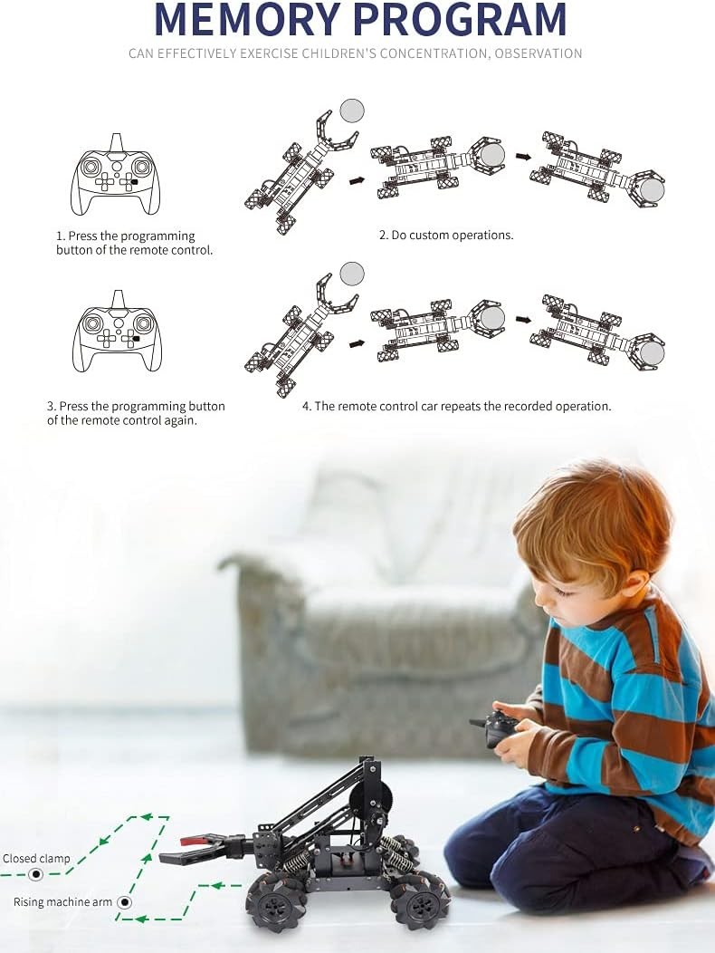 Smart Robot Arm Kit,2-in-1 Science Kits with 4-DOF Robotic Car,Elect…