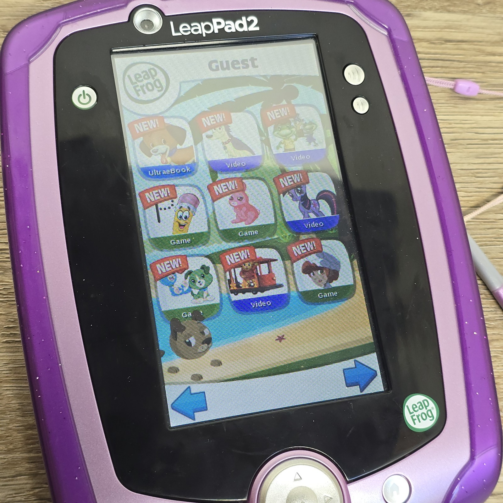 LeapFrog Leap Pad 2 Kids Tablet, Purple Carrying Case, 7 Games Lot Working