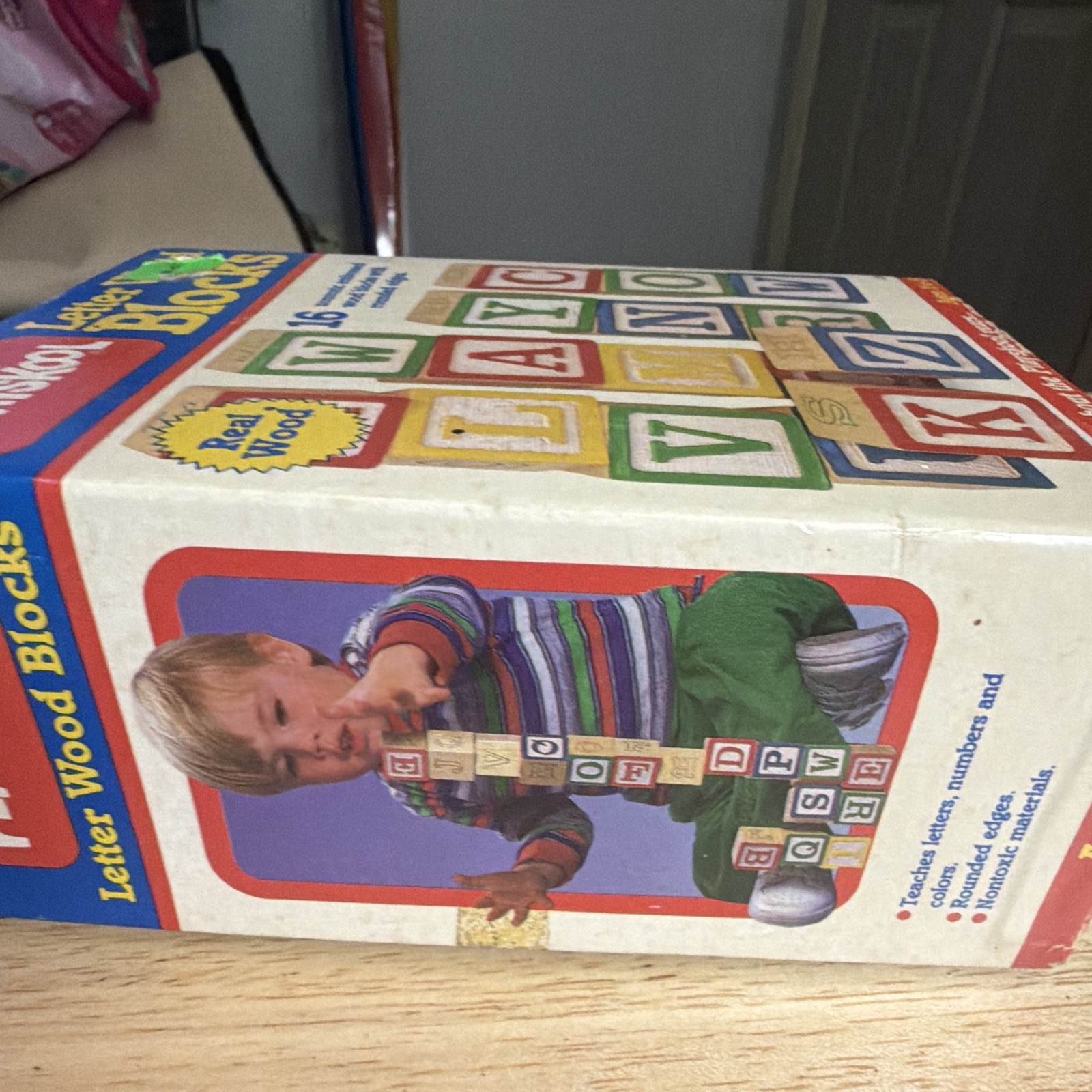 Playskool Letter Wood Blocks 16-Piece Set w/ Box 1986 MPN 226 Ages 1 1/2-5