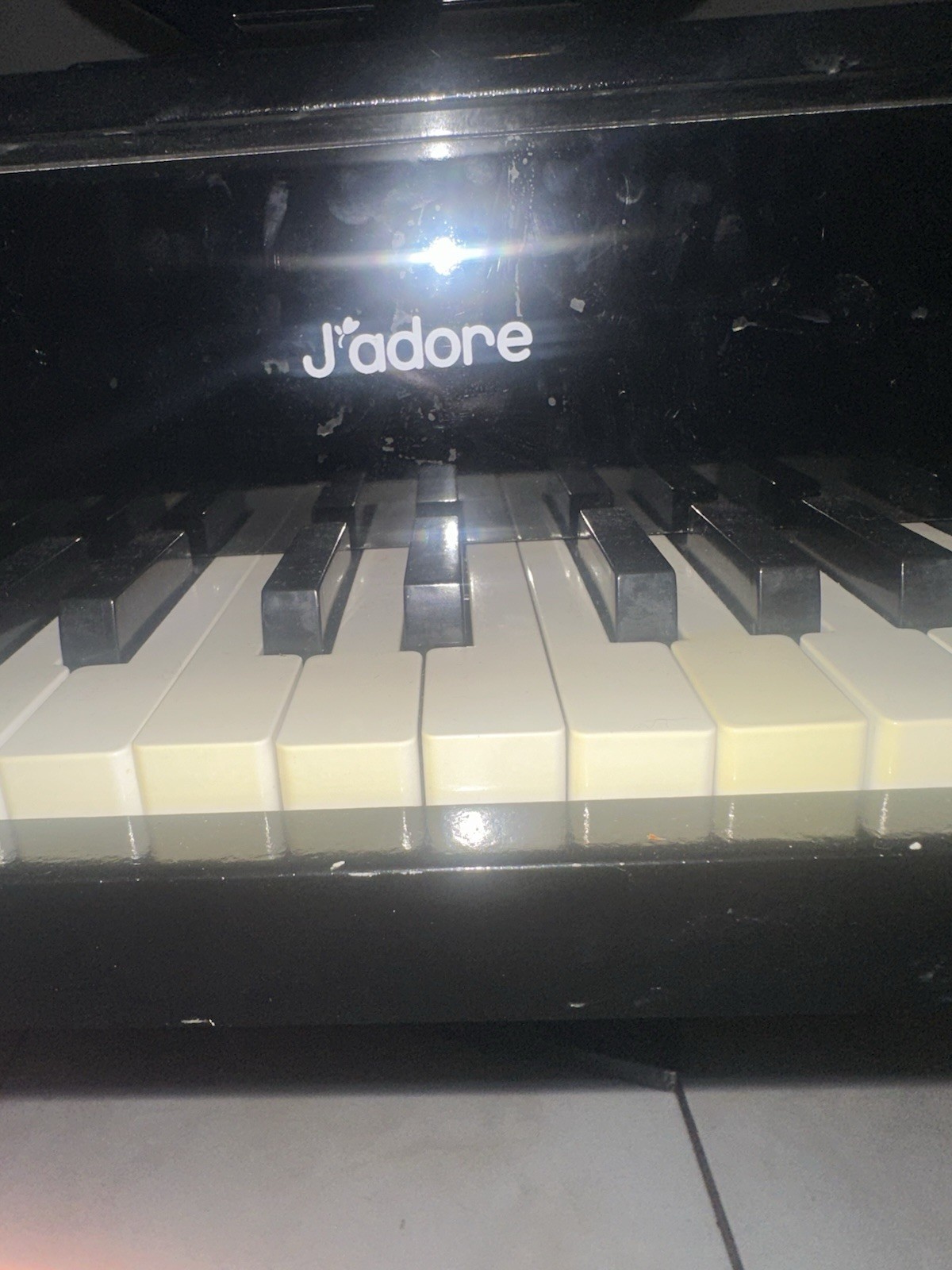 J’adore Black Mini Toy Grand Piano with Bench for Kids Age 4-7