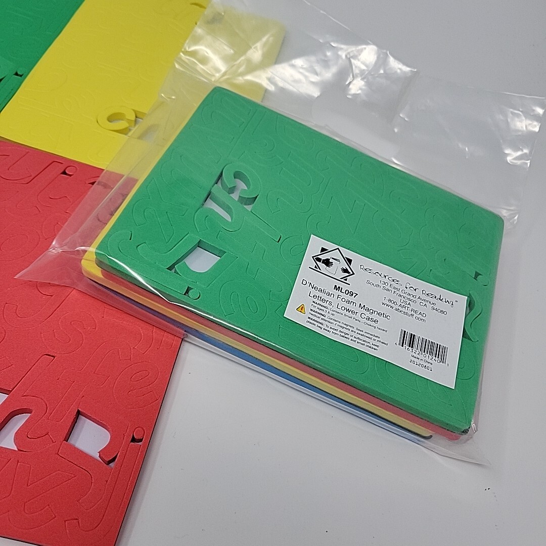 Magnetic Foam Letters, Lowercase Red, Blue Green, Yellow Letters D’Nealian