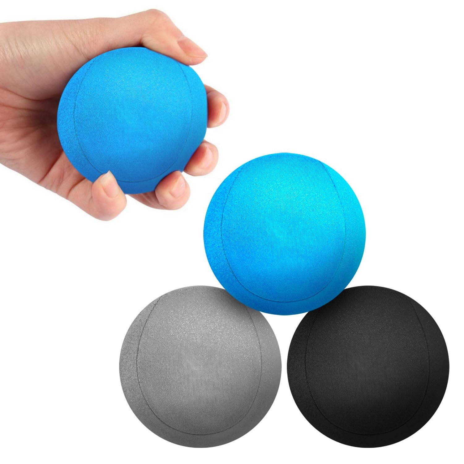 3 Pack Stress Balls for Adults, Squeeze Hand Exercisers Blue