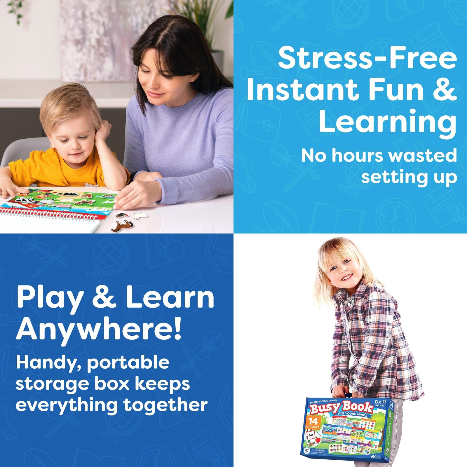 Montessori Preschool Busy Book for Toddlers Ages 3 and Up – Preassembled Pres…