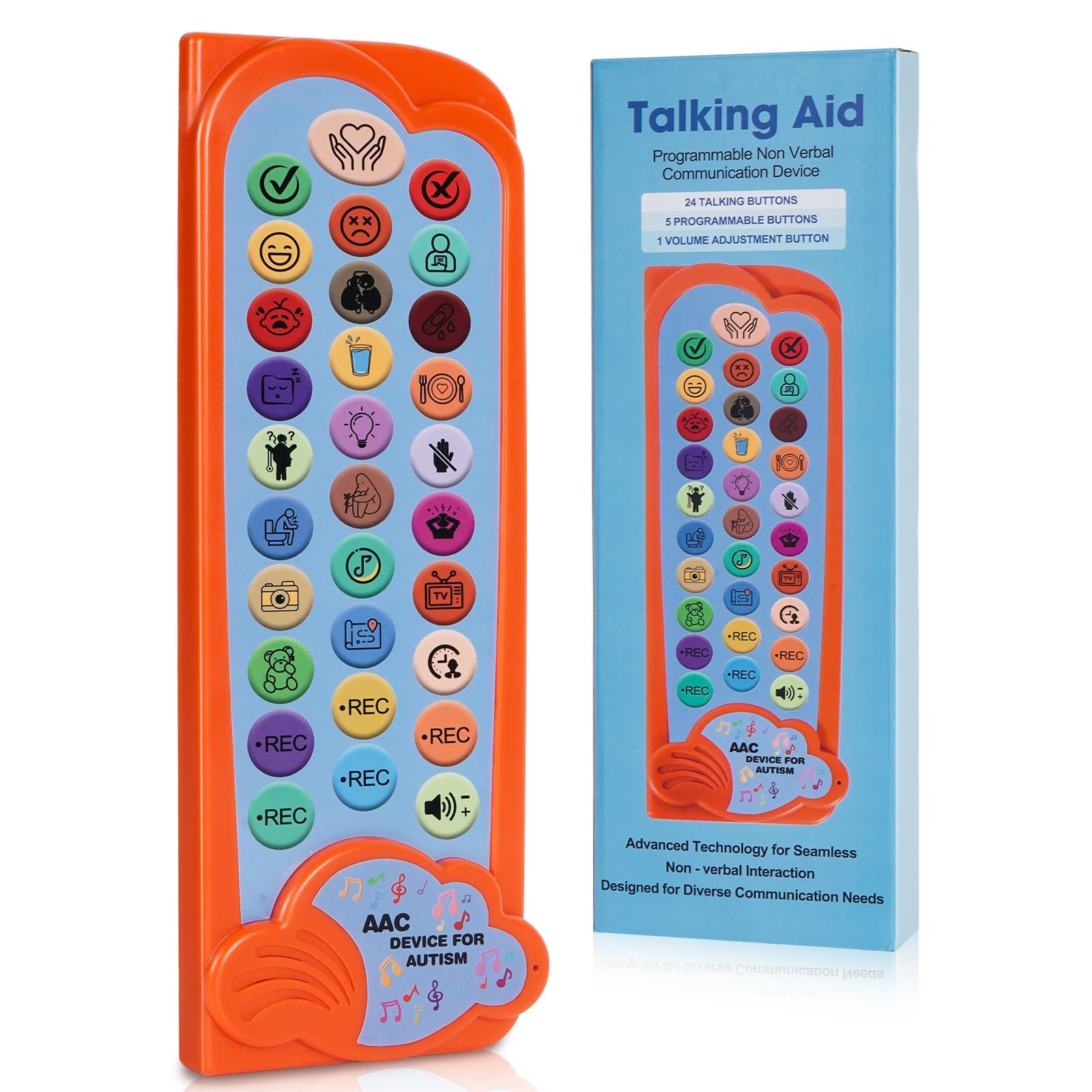 AAC Device for Autism Communication Nonverbal Kids & Blue, Orange