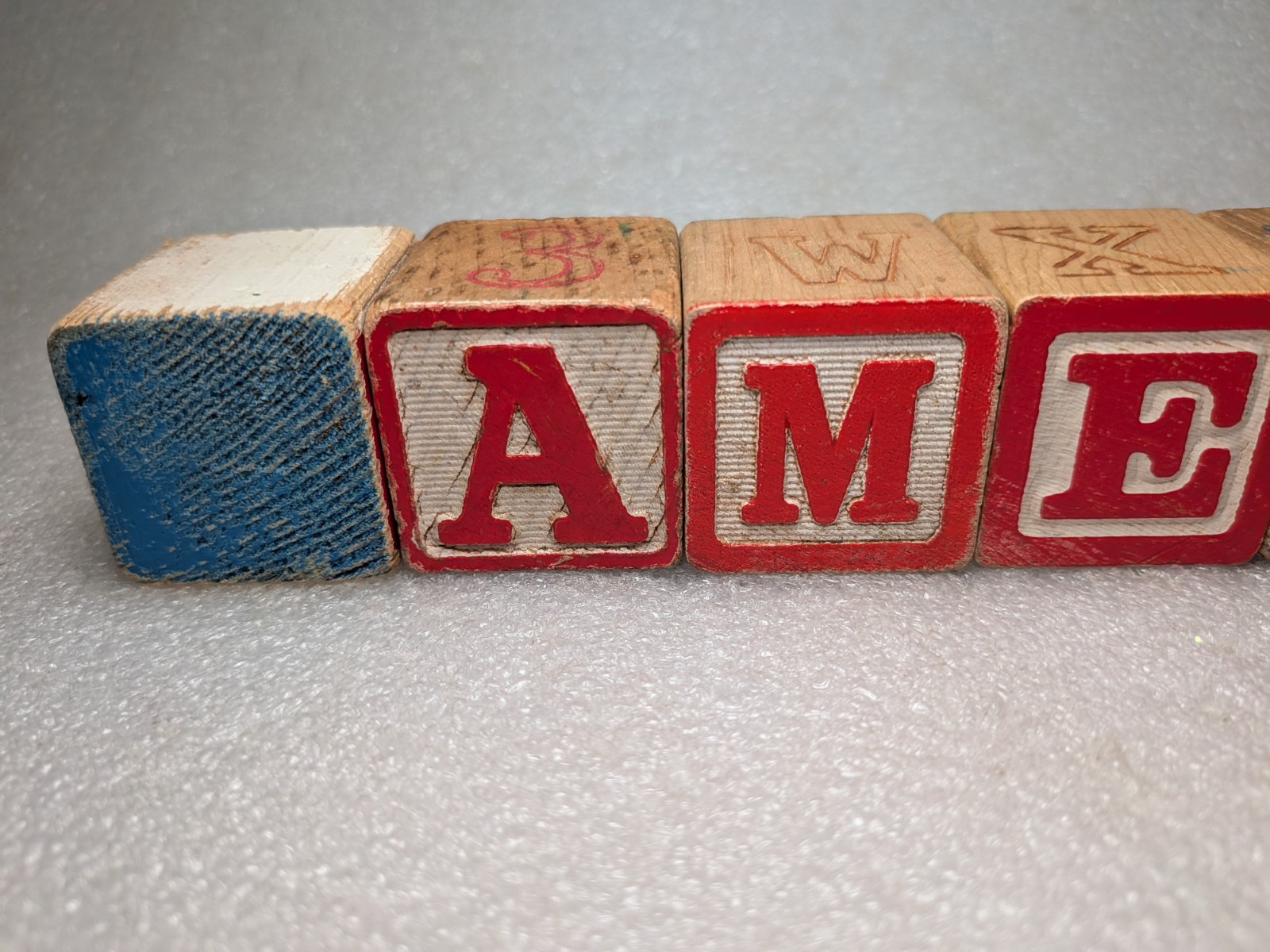 Vintage ABC Alphabet Blocks- AMERICA Red Blue Home Decor 4th July Patriotic