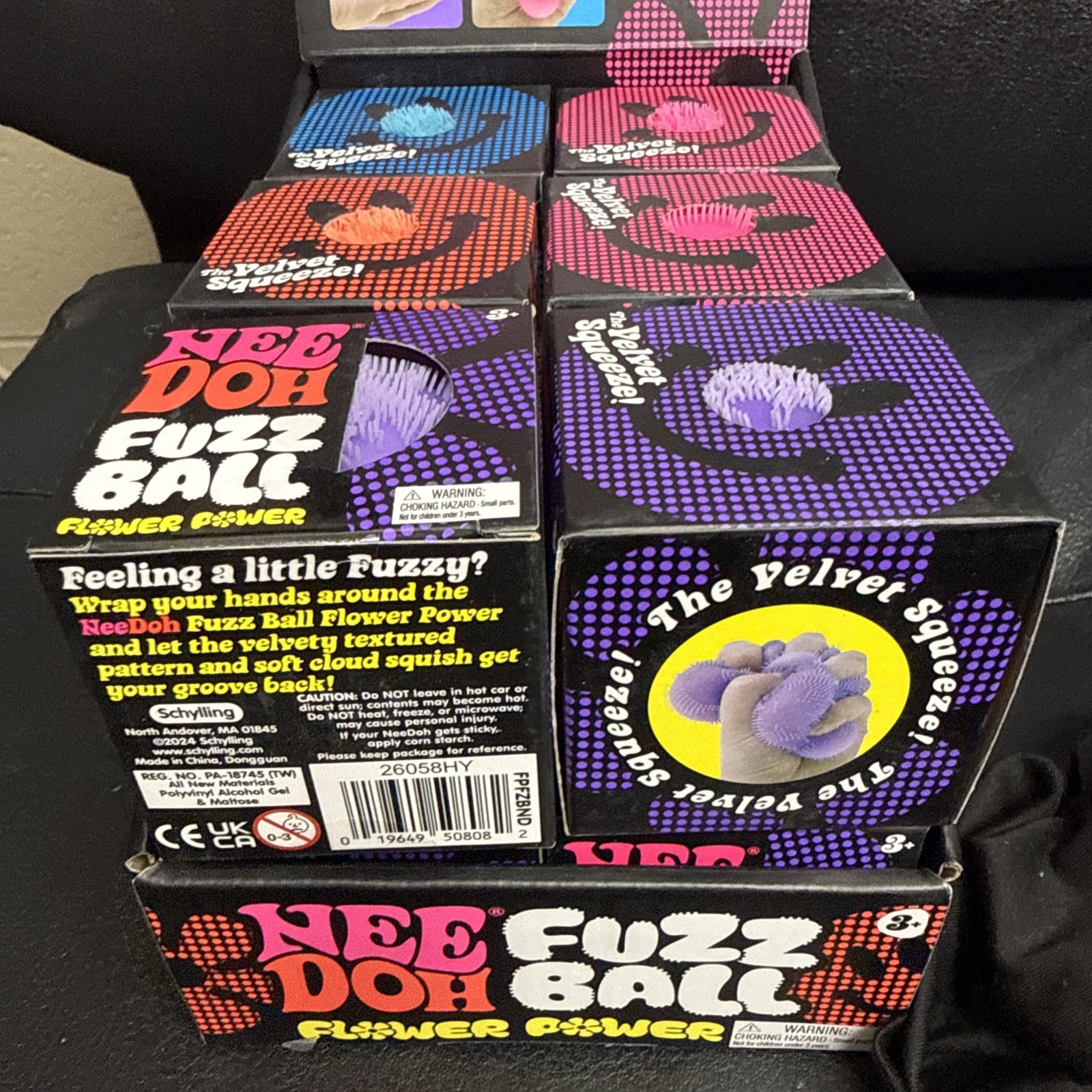 Lot of 12 Nee Doh FUZZ BALL Flower Power Squish Stress Ball Fuzzball NeeDoh NEW