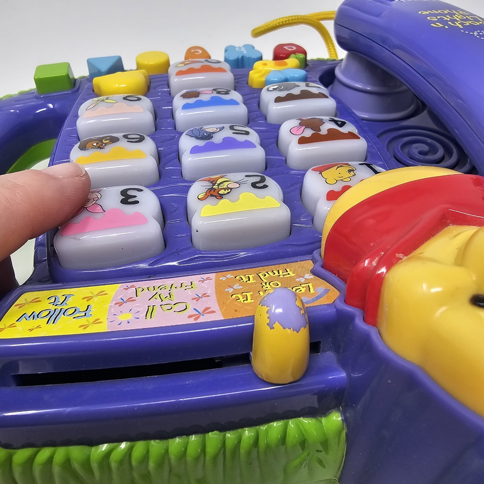 VTech Disney Winnie the Pooh Teach ’n Lights Phone Learning Toy Works! 2004 VTG
