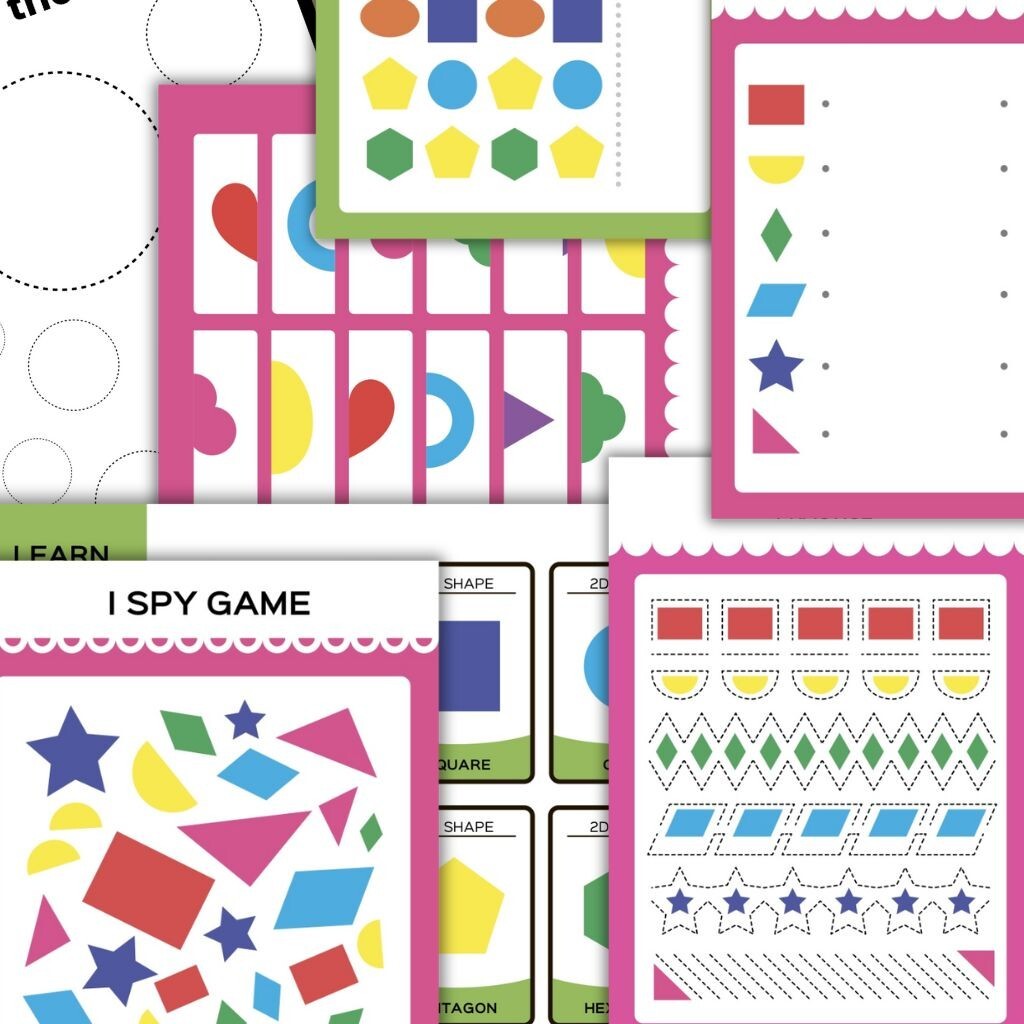 Colors & Shapes Activities for Preschool | Printable Shape Busy Book Worksheets