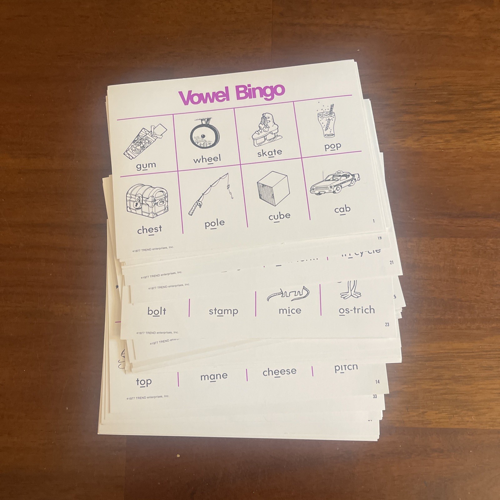Trend enterprises vintage 1987 Vowel bingo