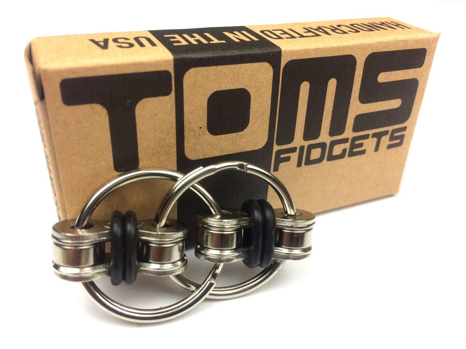 Tom’s Fidgets Original Flippy Chain Fidget Small, Green, Black, Blue, Yellow