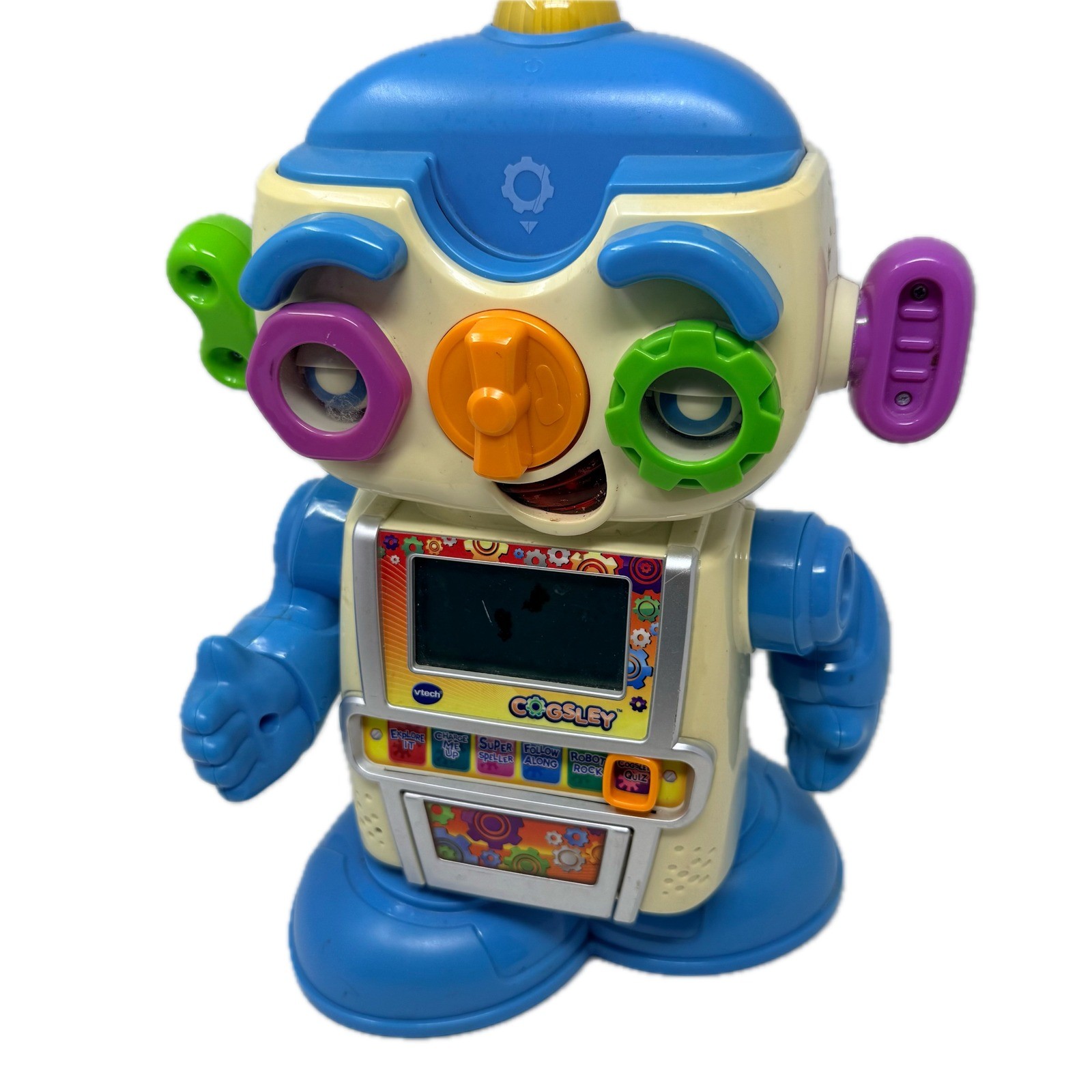 VTech Cogsley Learning Robot Interactive Educational Toy Blue Cream UNTESTED
