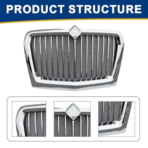 Grill Grille with Bug Screen Compatible with 2018-2023 International Chrome