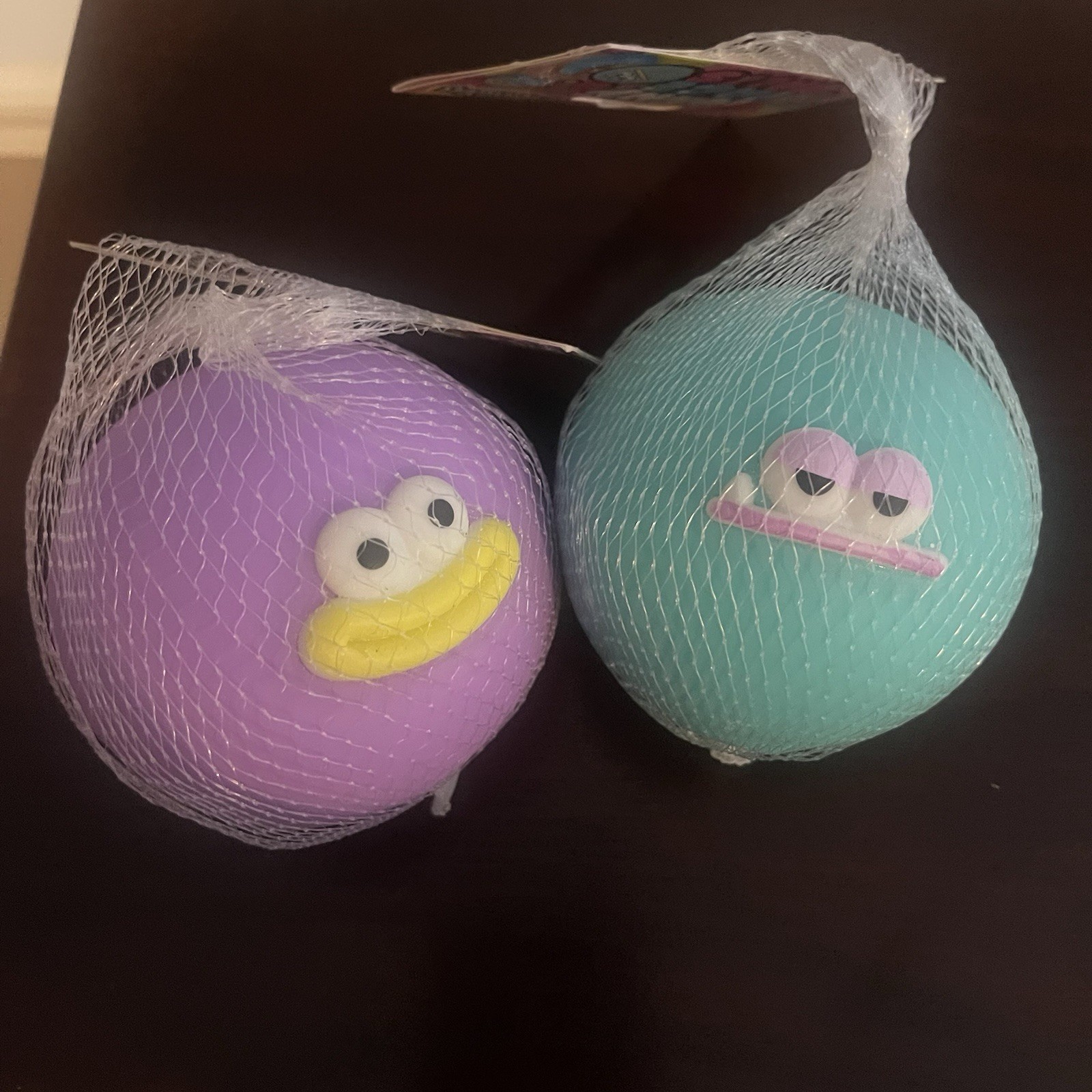 Orb Curiosities Funny Face Ball Squishy Toys Purple & Teal 2pc.